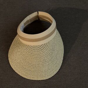 Mud Pie Woven Cream/Gold Sun Visor